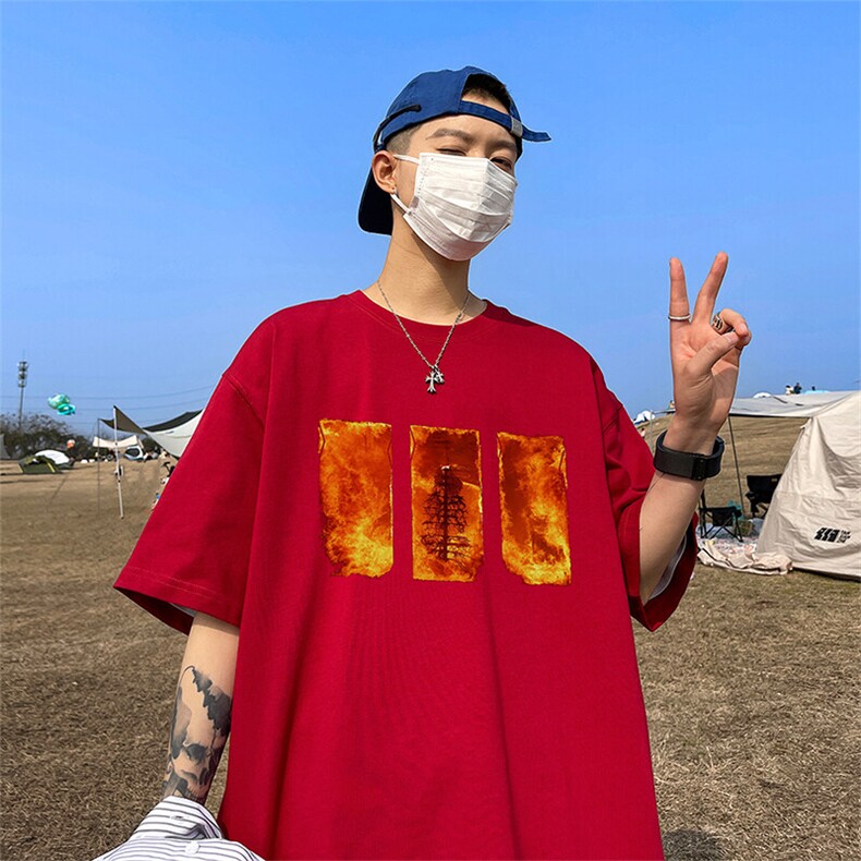 可设48小时发货支持抖音得物来样二开230克重磅美式短袖t恤MT332,男装T恤,电商A486