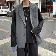 宽松背心男韩版潮流日系纯色西装马甲无袖多口袋外套MJ116-P45，男装背心/马甲，星座1008-1