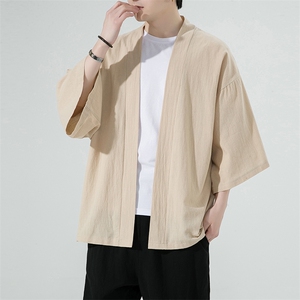 2023风春夏棉麻披风开衫男宽松防晒服小众风衣A203-666特p25图片