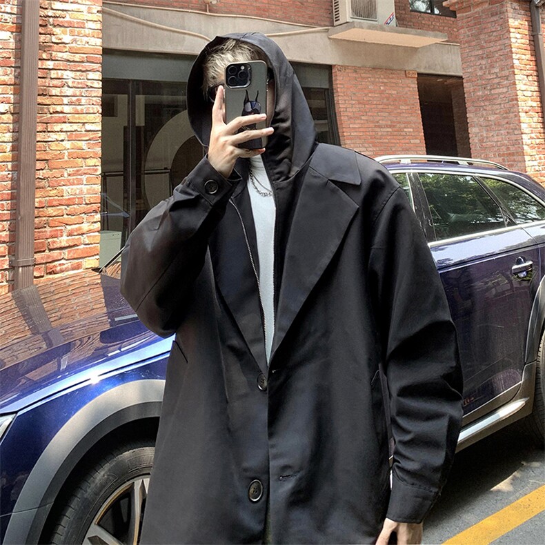 假两件拉链设计感男士百搭连帽休闲夹克风衣外套JK9013-特68,男装风衣,电商B289