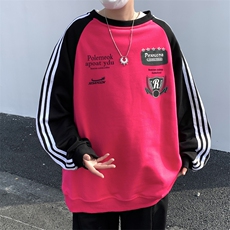 F151-P38美式复古潮牌长袖卫衣男春季小众设计感圆领撞色上衣，男装卫衣，星座512-6