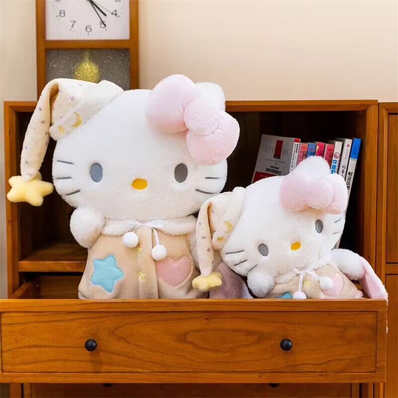 卡通睡衣kitty猫玩偶睡衣帽小猫公仔KT毛绒儿童玩具女生生日礼物，沃州毛绒玩具