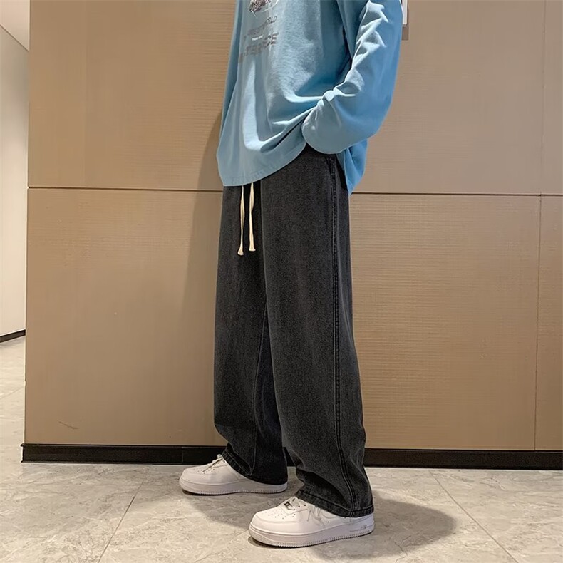 直筒宽松牛仔裤男潮牌ins高街百搭休闲阔腿港风拖地长裤N001-P36图片