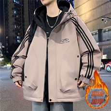 数据款秋冬季加绒加厚青少年连帽夹克男潮牌设计感外套JK8801-P75，男装夹克，星座301D(原星座1004-8）