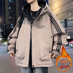 数据款秋冬季加绒加厚青少年连帽夹克男潮牌设计感外套JK8801-P75图片