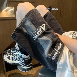 高货美式复古工装牛仔短裤男士夏季薄款直筒宽松五分裤子痞帅炸街图片