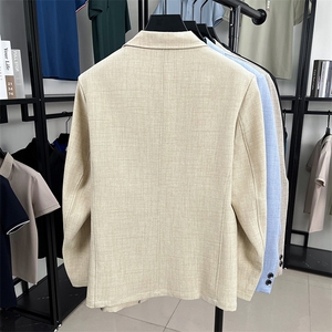 LIUYI3373男式秋季新款长袖简约亚麻西服休闲商务便服西装单西图片