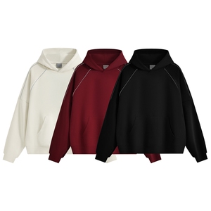 重磅全棉无帽绳450克拉链连帽卫衣硬挺短宽套头外套男 RH5341-P51图片