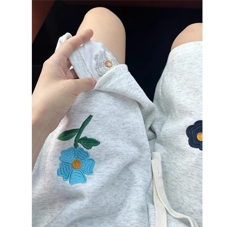 网图现货重磅华棉复合花卉刺绣五分裤男女DK32P25,男装牛仔裤,星座205-3