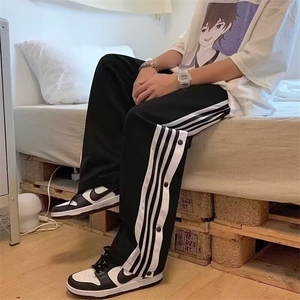 排扣裤子夏秋季中学生三条杠篮球卫裤潮牌男生休闲裤长裤WK11/P36图片