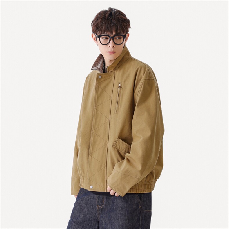 美式vintage豹纹衬衫夹克牛仔短袖外套设计感JK02528-P90,男装工装外套,星座308B-2