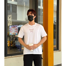 抖音得物供货210克现货宽松纯棉美式潮牌印花落肩袖纯棉T恤AT2175，男装T恤，电商A443