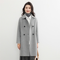 2025百搭时尚长款双排扣大衣，女装双面呢大衣，高哲羊绒