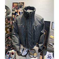 405A美式复古个性金属设计短款皮衣棉服MY24916-特批108控178，男装皮衣，星座405A