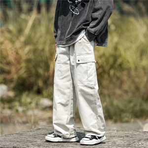 美式工装裤子男秋季潮直筒宽松阔腿裤日系复古休闲裤纯棉DH901P38图片