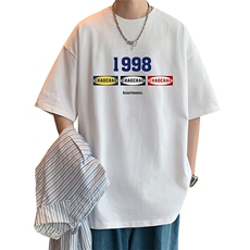 T803短袖t恤男夏季新款高街休闲纯棉体恤oversize大码宽松上衣服，男装T恤，星座304A-1