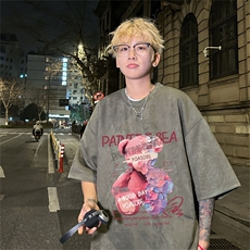 电商DSA028-DTLP2404特P19量大优供视频重磅麂皮绒短袖t恤男，男装T恤，电商A028