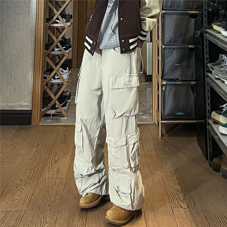 欧美街头hiphop工装裤男春秋潮牌嘻哈多口袋休闲裤宽松直筒拖地裤,男装休闲裤,四季星座218-1