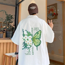 CP1158-P35夏季短袖衬衫男女款潮牌夏季宽松美式痞帅衬衣，男装T恤，电商B323A
