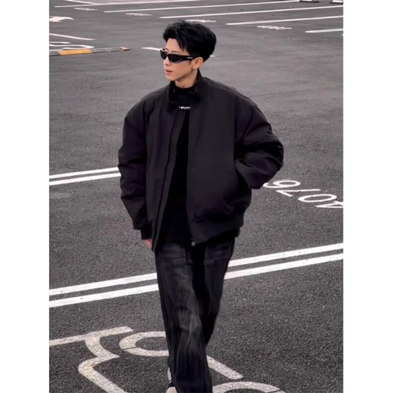 色闪电竹节纹牛仔裤男款春秋款工装裤子美式显腿长直筒微喇裤,男装牛仔裤,四季星座505