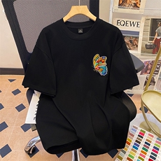 重磅美式拉链纯棉短袖绣花t恤男夏季新款万针刺绣上衣S9389-特P40，男装T恤，星座610B-1