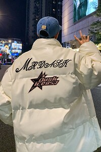 新款立领pu皮印花棉衣男秋冬季加厚面包服外套保暖棉服MY621-P115图片