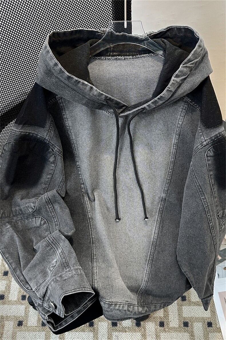 美式复古做旧拼接牛仔卫衣连帽外套潮牌欧美街头vint机车服男,男装卫衣,星座505-2（原电商A260-1)