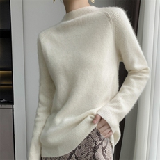 再加厚三股织LP同款baby小山羊绒衫女半高领毛衣宽松针织打底衫，女装羊绒衫，轩妮羊绒