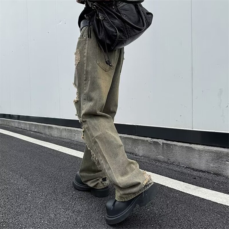 破洞牛仔裤男士韩版潮流高街帅气百搭2024秋季ins长裤RK2009-P49,男装牛仔裤,星座412-3