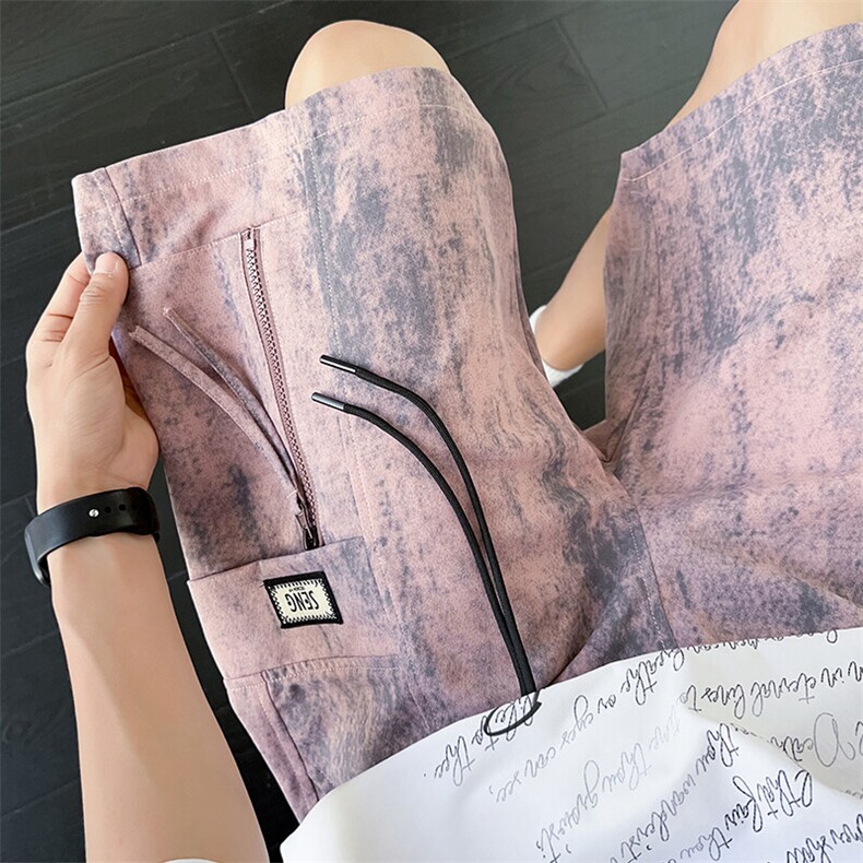 夏季扎染印花脏脏大码工装短裤男五分中裤休闲裤217-2-K198-特P35，男装牛仔裤，星座217-2