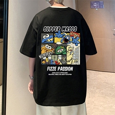 T725P26夏季新品港风高街美式短袖T恤宽松ins重磅纯棉体恤，男装T恤，星座304A
