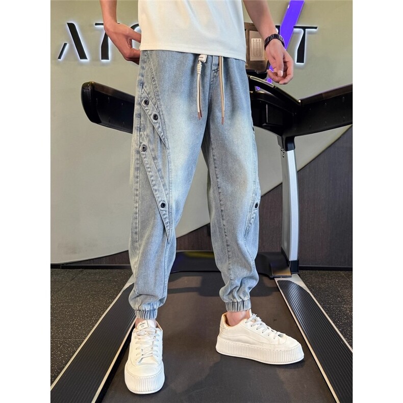 宽松哈伦束脚牛仔裤男潮牌夏季九分男裤2025新款秋冬牛仔休闲裤子,男装牛仔裤,星座506A