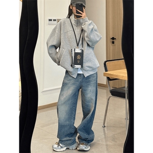 抖音得物品质 26春装美式高街重磅结构纹理立领卫衣夹克外套XS105图片