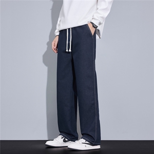 男士牛仔裤新款宽松直筒美式高街vibe潮原色休闲长裤子J8099--P55图片