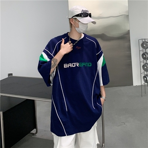 C402-P40 夏季新款撞色运动球服T恤男美式潮牌宽松百搭短袖 现货图片