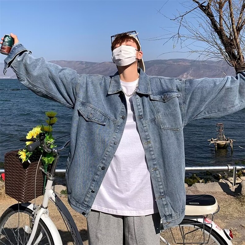 牛仔外套男秋季工装休闲夹克潮牌青少年百搭翻领上衣JK8819/P58,男装工装外套,星座506