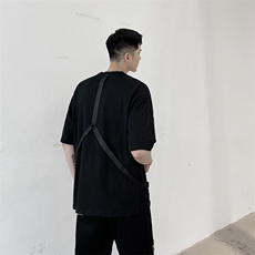 夏季时尚款织带金属扣潮流设计简约风圆领短袖T恤男A345-268-P55，男装T恤，电商A345