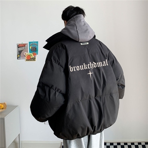 高街vibe美式棉服男款冬季加厚潮牌高级感立领棉衣oversize面包服图片