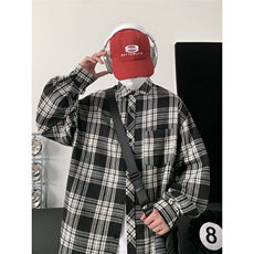 时尚潮流复古格子大码翻领长袖衬衫内搭外套C2167-P32【特价】，男装衬衫，电商A007