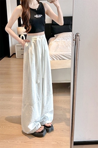 8XL-M 白色不透肌理感透气垂感休闲裤男夏季阔腿裤长裤K9137P60图片