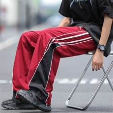 美式休闲裤男女夏季薄款直筒宽松运动裤垂感阔腿长裤子K0821-P40，男装休闲裤，星座308B-2