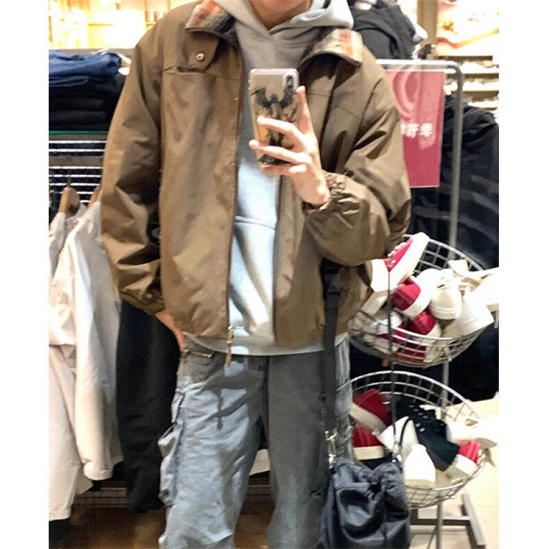 复古格纹棉衣潮牌痞帅棉服双面穿外套男秋冬加厚棉袄JM07,男装夹克,星座1116A（原606A-3）