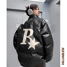 均可提供短视频高品质港风R星PU皮加厚棉衣PM134-p110控148，男装棉衣，星座508（原C305）