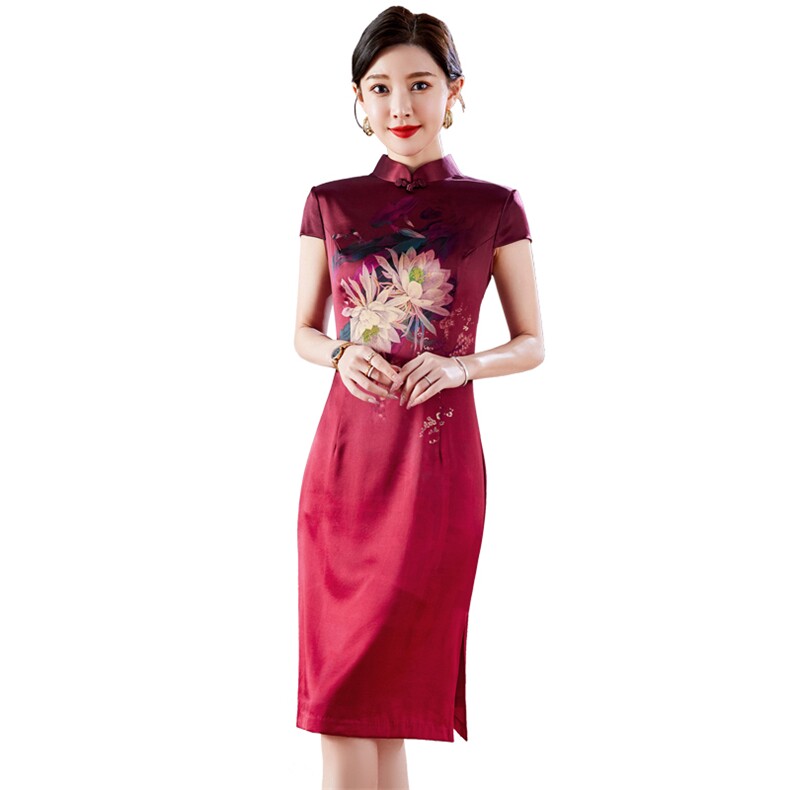 婚礼妈妈礼服香云纱高端气质杭州真丝改良旗袍连衣裙喜婆婆婚宴装,女装汉服/婚纱/旗袍/礼服,小荷流