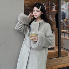 2025冬装新款高端气质灰色设计感大衣2B082-2259-p230k345，女装毛呢外套，2B082