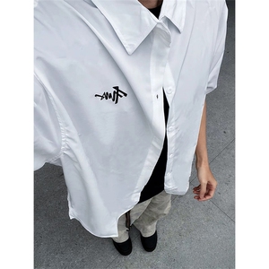 抖音得物高品质 夏季冰丝休闲衬衫 美式垂感宽松衬衫短袖ADT2101图片
