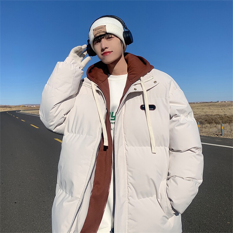 现货抖音得物二开三防加厚假两件拼接连帽棉衣冬季棉服LL9999,男装棉衣,电商A486