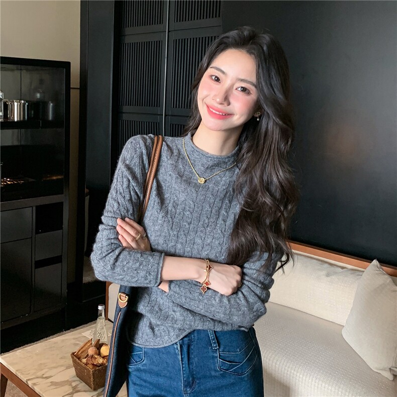 2025秋冬百搭时尚半高领抽条羊绒针织衫,女装羊绒衫,玛卡隆羊绒