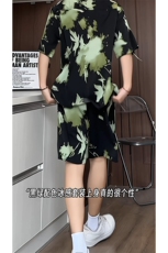 短袖衬衫男+短裤男潮流休闲套装男M-5XL大码TZ78710P50控98模特图，男装牛仔裤，星座226-1