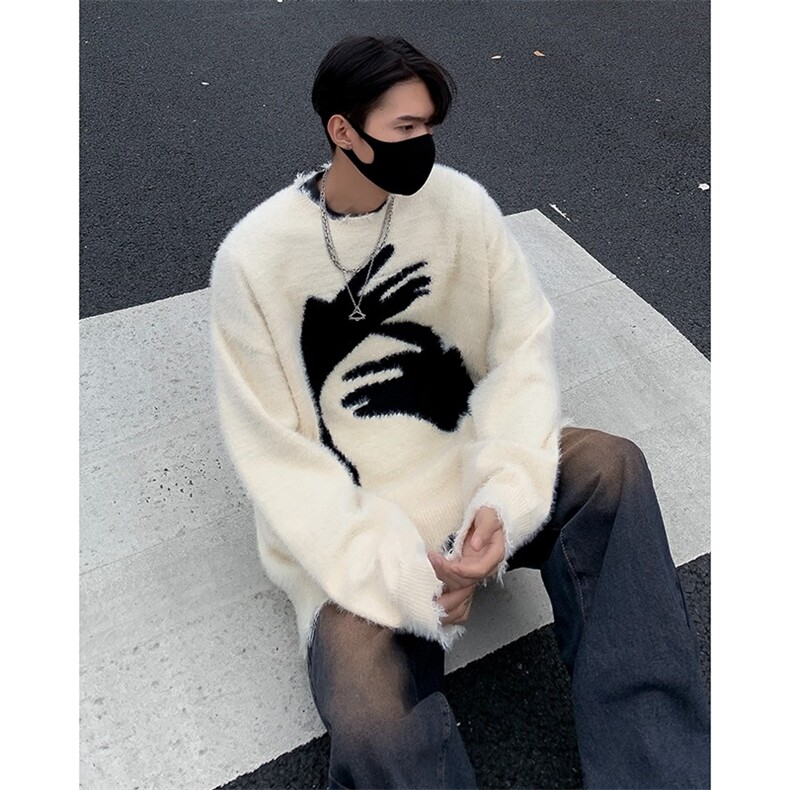 潮美式抽象男女秋冬季慵懒风情侣装潮牌宽松针织衫MY245/P50,男装针织衫/毛衣,星座506